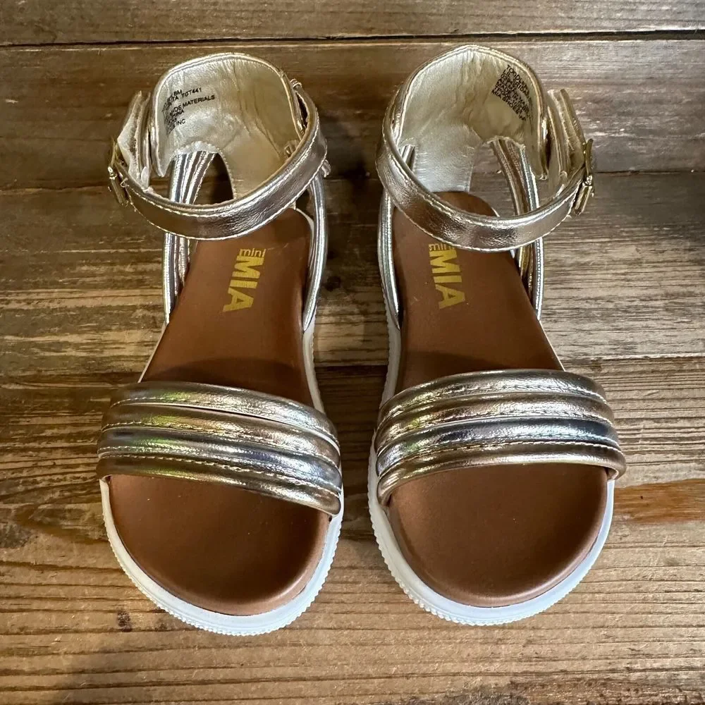 New Little Kids Mini Mia Lil Crisanta Metallic Leather Ankle Strap Sandals 8 C‎